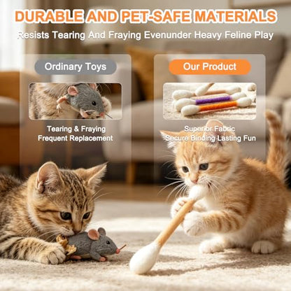 6Pack Cotton Swabs Cat Toys with Catnip,Cat Cotton Swab Toy,Giant Kitten Chew Sticks,Qtip Cat Toy,Durable Dental Teething Ropes, Big Interactive Felt Kitty Kicker Play Lover Gift Accessories (Beige) - color: Beige