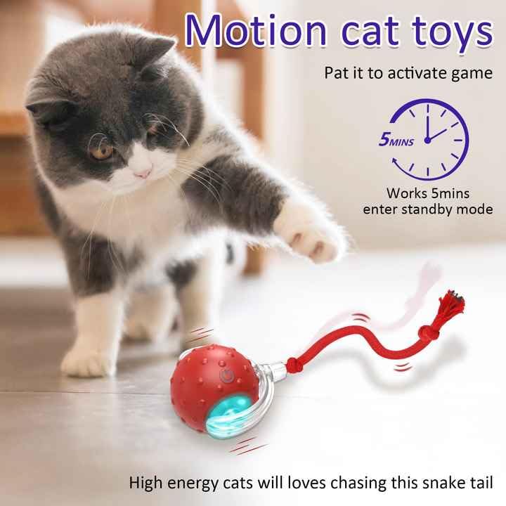 PetScope Interactive pet Toy Ball with Motion Sensor, Rechargeable, 3 Speed Modes, LED Lights, Bird Sound Effects, Blue - color: Blue