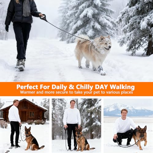 Rrechargeable Heated Dog Leash, Highly Reflective Threads Leash Rope for Medium Large Dogs, 1/2 inch - size: L