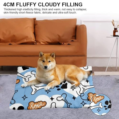 Cozy Cat Bed with Anti- Slip Bottom, Dogs Bone Paw Prints Dog Furniture Chew Proof Crate Pad Outdoor Dog Beds Breathable Bed Mat for Indoor& Outdoor Sofa Cars, Machine Washable 24 × 18 inch - size: 24 × 18 inch