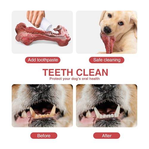 YFL Dog Chew Toys for Aggressive Chewers Large Breed - Tough Rubber Dog Bone with Real Beef Flavor, Durable Puppy Teething Toy for Medium to Large Dogs (L Size)