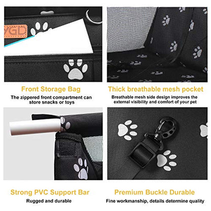 BYGD Pet Dog Booster Seat, with Upgrade Support Rod, Breathable and Foldable Pet Car Basket, Pet Dog Car Portable Seat, Suitable for Small and Medium Pets