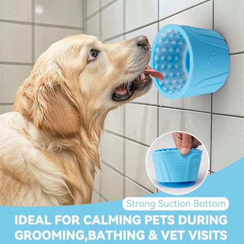 Dog Slow Feeder Lick Bowl, Anxiety Relief Dog Licking Mat Treat Dispenser, Non-Slip Anti-Choking Slow Eating Lick Bowl for Small Medium and Large Breed Dogs, BPA Free Silicone - color: Light blue, size: S