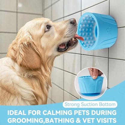 Dog Slow Feeder Lick Bowl, Anxiety Relief Dog Licking Mat Treat Dispenser, Non-Slip Anti-Choking Slow Eating Lick Bowl for Small Medium and Large Breed Dogs, BPA Free Silicone - color: Light blue, size: S