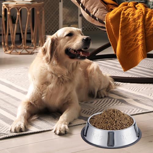 Tanlade 8 Pack Stainless Steel Dog Bowls Metal with Rubber Base Non-Slip Pets Puppy Cats Feeding Food and Water Bowls Dishwasher-Safe for Indoor Small Medium Large Dogs Cats Kitten Rabbit(47.3 oz) - size: 47.3 oz