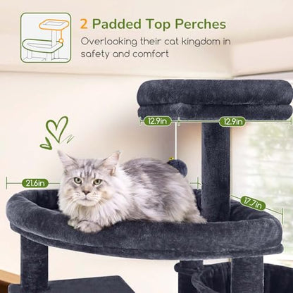 Globlazer 80in Extra Large Cat Tree Tower for Large Adult Cats, Heavy Duty Cat Condo Stand with Oversized Fan-Shaped Perch & 6 Sisal Scratching Posts, S80, Dark Grey - color: Dark Grey