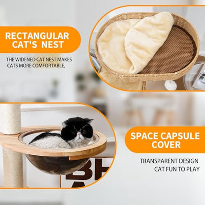 Modern Cat Tree Tower, Hand-Woven Condo for Large Cats with Sisal Scratching Post, Cute Cats Furniture Activity Center - color: LS-02-new1