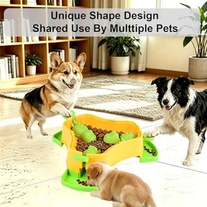 Dog Cat Treat Dispenser Slow Feeder Toy, 3-in-1 Interactive Dog Puzzle Press Toys, Dog Enrichment Toy No-Slip Interactive Brain Training Toys for Smart Dog Cats (Yellow/Green) - color: Yellow/Green