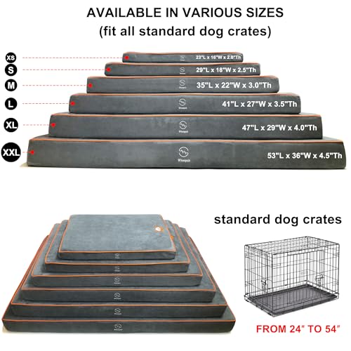 Hard-Wearing Orthopedic Dog Bed for Crate, 53x36 Inch, Made of Memory and HR Foam, Two-Sided Use, Providing Soft and Relatively Hard Support, with an Extra Inner Waterproof Protector (Gray) - size: XXL（53"L x 36"W x 4.5"Th）