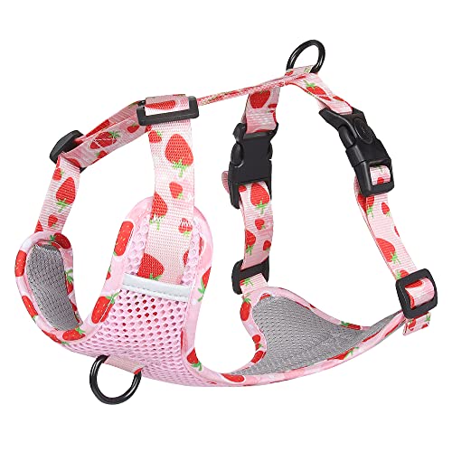 Dog Breathable Harness for Summer, No Pull Adjustable D-Ring Reflective Harness Webbing Walking Harness for Small Meduim Large Dogs (Pink, M) - color: Pink, size: M