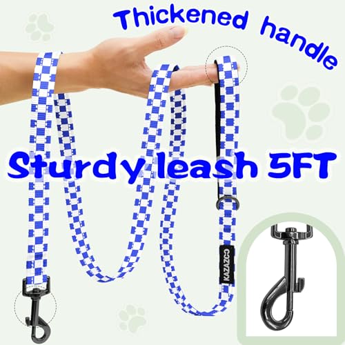 Kazazoo No Pull Small Dog Harness and Leash Set, Adjustable Puppy Soft Vest Harness with Breathable Mesh Padded, Reflective Lightweight Harness with Buckle for Extra Small Medium Dogs, Blue Plaid S - color: Blue Plaid, size: S