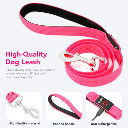 Colaseeme Light Up Dog Leash, LED Pet Leashes USB Rechargeable, Glow Safety Dogs Lights at Night (4FT,Pink) - color: Pink, size: 4FT