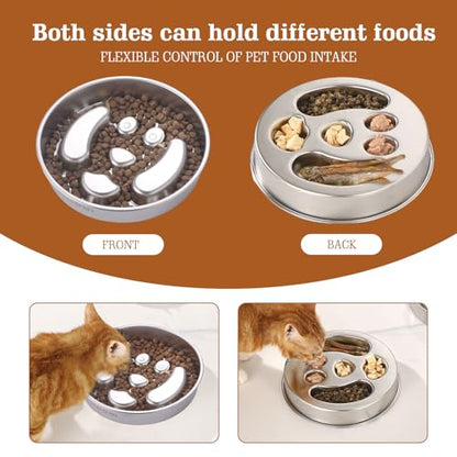 Stainless Steel Slow Feeder Dog Bowls – Non-Slip Metal Dog Bowl for Large & Medium Breeds, Puppy Puzzle Feeder – 2 Cup Capacity for Small to Big Pets – Durable Slow Feed Dog & Cat Food Dish - color: Face