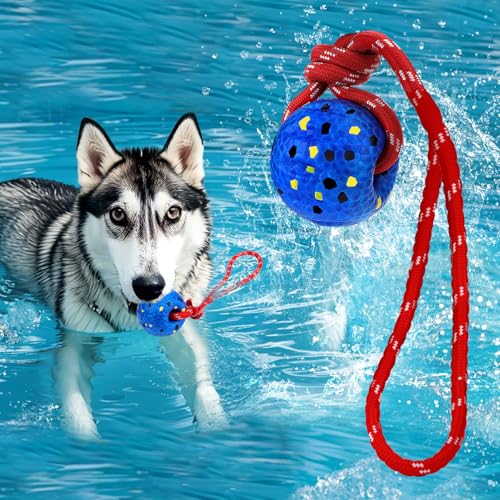 BABORUI Floating Dog Pool Toy – Durable E-TPU Dog Water Toy for Fetch & Chew, Bright Floating Dogs Toys for Pool, Beach & Outdoor Play – Dogs Beach Essentials (Rope Ball) - color: Rope Ball