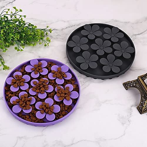 Slow Feeder,Cat Help Slow Down Eating Speed Cut Flower Silicone Rubber Cute Slow Feeder for Puppy/Cat/Dog - color: Gray