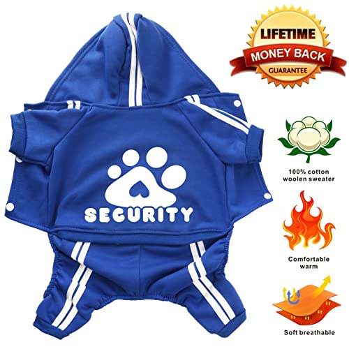 Dog Hoodie Security Clothes 4 Legs Jumpsuit Sweatshirt Hoodies Soft & Warm Dog Outfit Pullover Dog Winter Clothes Sweater for Small Medium Large Dogs Cats (Blue, XX-Small) - color: Blue, size: XX-Small