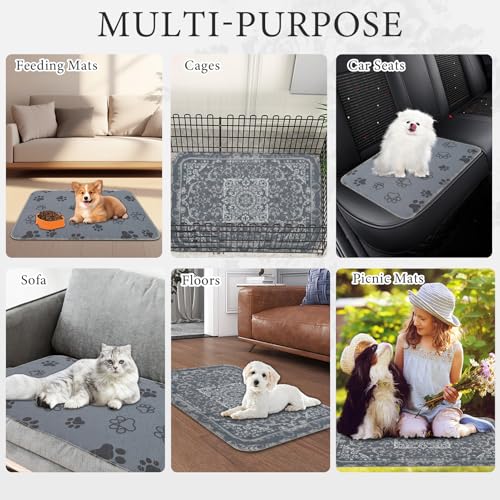 Washable Pee Pads for Dogs,4 Pack Reusable Puppy Pads,Absorbent and Leakproof Dog Pee Pads,Non Slip Puppy Training Pads,Pet Mat for Floor,Crate,Couch,Whelping,Grey 18"x24" - size: 18"x24"(Pack of 4)
