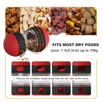 Interactive Dog & Cat Puzzle Feeder Toy, Adjustable Slow Feeding Treat Dispenser for Mental Stimulation, Enrichment Toy for Small to Medium Pets (Black-Red) - color: Black-Red