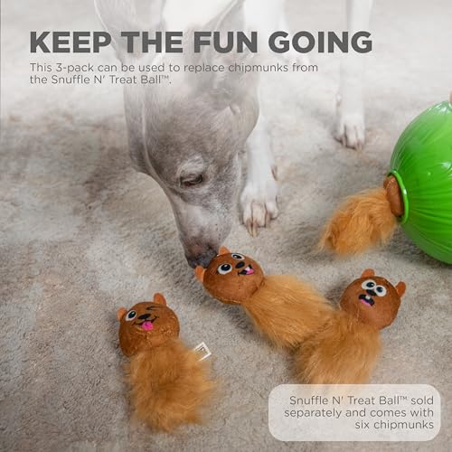 Outward Hound Nina Ottosson Plush Replacement Chipmunk Toys for Snuffle N' Treat Dog Ball Puzzle - 3 Pack - color: Extra Chipmunks (Brown) - 3 Pack