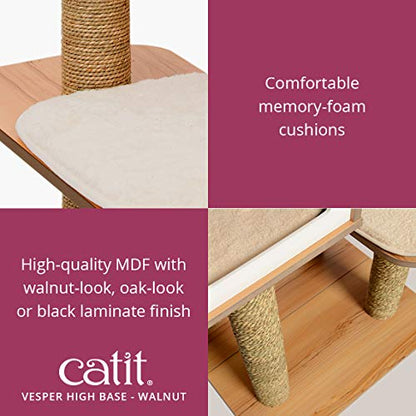 Vesper Cat Tree, High Base, Walnut, 52045 - color: Walnut