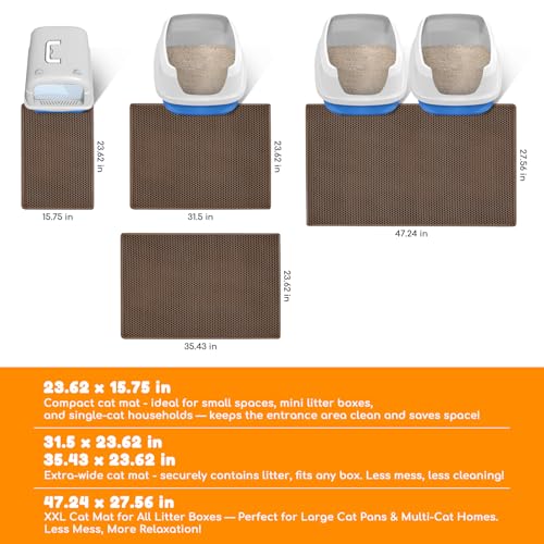 Waterproof Cat Litter Mat - New 24x16 Inch Honeycomb Double Layer Traps Litter, Waterproof & Non-Slip Floor Protector, Easy Clean, Odor-Free, Brown - color: Brown