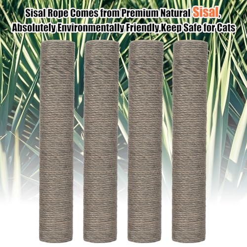 PowerKing Natural Sisal Replacement Scratching Post, 4 Pieces M8 Cat Scratch Post Refill Pole Parts for Refurbishment, White, Include Screws (Grey-15.7''+15.7''+7.87''+7.87'') - color: Grey, size: 15.7''+15.7''+7.87''+7.87'' (2.67''Thick)