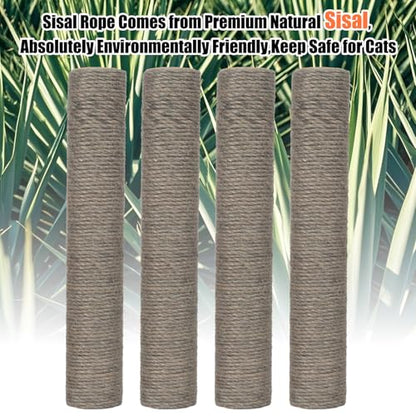 PowerKing Natural Sisal Replacement Scratching Post, 4 Pieces M8 Cat Scratch Post Refill Pole Parts for Refurbishment, White, Include Screws (Grey-15.7''+15.7''+7.87''+7.87'') - color: Grey, size: 15.7''+15.7''+7.87''+7.87'' (2.67''Thick)