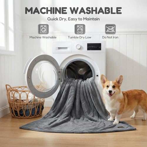 Waterproof Dog Blanket for Small Dog – Double Sided Washable Cat Puppy Blanket, Soft, Warm, Pet Throw Essentials, Grey M(40×28)"