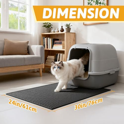Pieviev Cat Litter Mat Double Layer Waterproof Urine Proof Trapping Mat 1 Pack (Black, 30x24 Inch (Pack of 1)) - color: Black