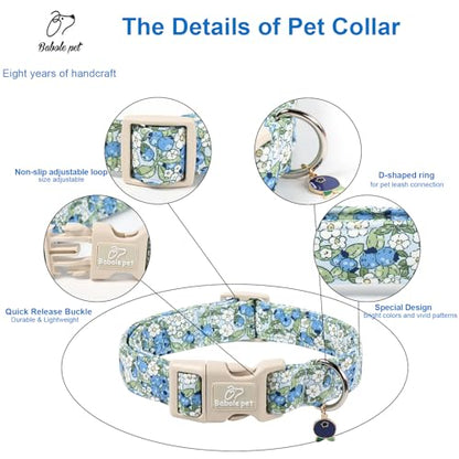 Blueberry Pattern Dog Collar, Cute Light Blue Spring Summer Puppy Collar - Soft Adjustable Designer Dog Collars for Small Medium Large Dogs XS - color: Blueberry, size: XS
