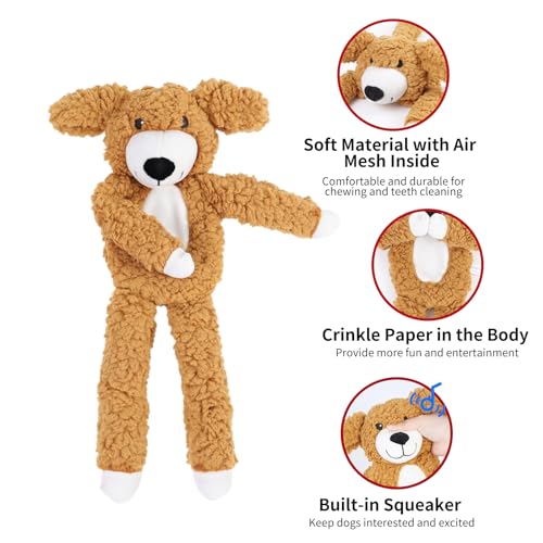 DODODOLA Dog Toys Plush Partial Stuffing Puppy Chew Toys for Teething Soft Squeaky Dog Toy to Keep Them Busy for Small Medium Big Large Dogs Pet - color: Tan Dog