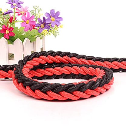 Love Dream Dog Collar and Leash Set, Heavy Duty Nylon Braided Rope Strong 4 FT Dog Leash and Martingale Training Collar for Small Medium Large Dogs Training and Walking (Red & Black) - color: Red & Black, size: X-Large (Thick 2.5cm)