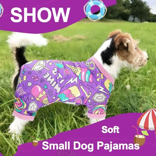 DoggyOnesie Dog Pajamas Small Puppy Clothes - Soft, Stretchy Summer Cute Boy/Girl Summer Dog Clothes - color: Purple, size: Small