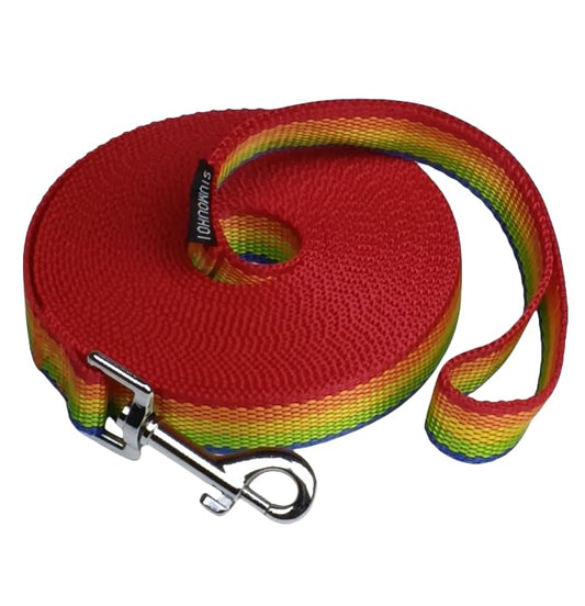 Dog/Puppy Obedience Recall Training Agility Lead - 15ft 20ft 30ft 40ft 50ft Training Leash - Great for Play, Camping, or Backyard (Rainbow, 20 Feet) - color: Rainbow, size: 20 Feet