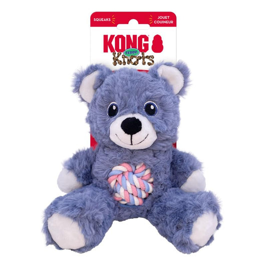KONG Knots Teddy Bear - Knotted Rope Tummy and Tail - Soft Plush Dog Toy (Small)