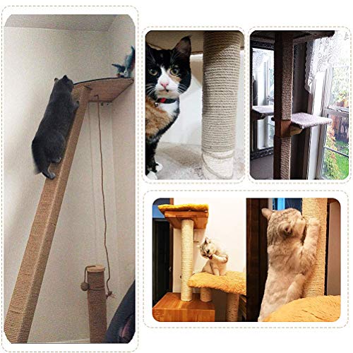 Aoneky Natural Sisal Hemp Rope for Cat Scratching Post Replacement, 1/4 Inch Refurbishment Cord to Repair Cat Tree, Tower & Protect Furniture, 164 FT - size: 1/4'' 164 Ft