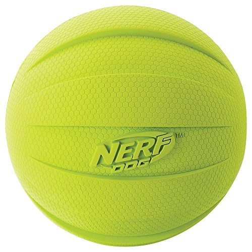 Nerf Dog Rubber Ball Dog Toy with Squeaker, Lightweight, Durable and Water Resistant, 4 Inch Diameter for Medium/Large Breeds, Single Unit, Green - color: Green, size: 1 Count (Pack of 1), style: Single