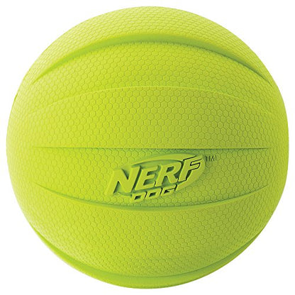 Nerf Dog Rubber Ball Dog Toy with Squeaker, Lightweight, Durable and Water Resistant, 4 Inch Diameter for Medium/Large Breeds, Single Unit, Green - color: Green, size: 1 Count (Pack of 1), style: Single