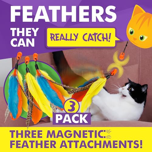 Cat Amazing Snatch Feathers Replacement Pack - 3 Magnetic Feather Attachments for The Snatch Magnetic Wand - Cat Toy Feathers – Cats Can Really Catch! - style: Snatch Feather Attachment 3-pack