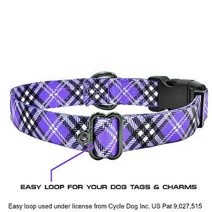 Max and Neo Plaid Pattern NEO Dog Collar - We Donate a Collar to a Dog Rescue for Every Collar Sold (Purple, Small) - color: Purple Plaid, size: Small