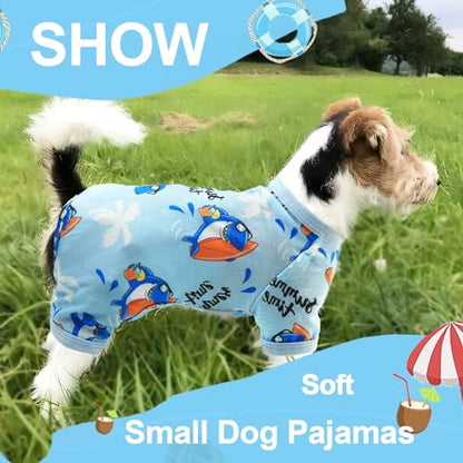 Dog Pjs Dog Pajamas for Small Medium Dogs Summer Cute Dog Clothes Boy Girl Soft Stretchy Doggie Puppy Clothes Cat Pet Jammies Outfit (X-Large) - color: Blue, size: X-Large