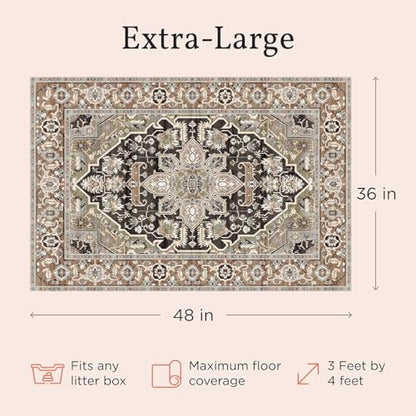 Lovewag Pets Washable Cat Litter Mat 2 PCs - Keep Litter Off Your Floors, Gentle on Paws, 36x48 Inches Large Size, Waterproof Non-Slip Reusable Compatible with Cat Box (Indigo Garden) - color: Indigo Garden, size: 36x48 inches (Pack of 2)