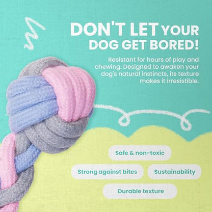 SNUG AROOZ Pastel Knots Rope Dog Toy – Durable Two-Knot Design in Fun Pastel Colors - Perfect for Tugging - Chewing and Interactive Play - style: Pastel Knots