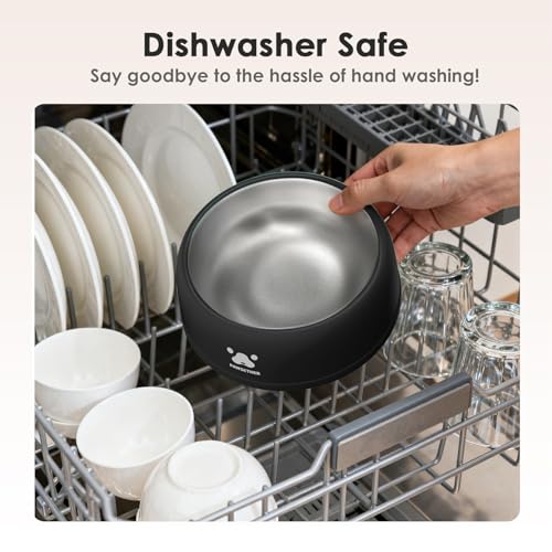 PAWGETHER® Stainless Steel Dog Bowls, Dog Food and Water Bowl Non-Slip Easy to Clean Dishwasher Safe for Puppy Small Medium Dogs Cats Black 34oz - color: Black (34oz)