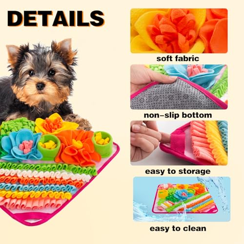 Snuffle Mat for Dogs, Sniff Mat Slow Feeding Mat for Small Pets Cats, Rabbits - Help Stress Relief and Training - Stimulate Your Pet's Foraging Skills! (Pink) - color: Pink