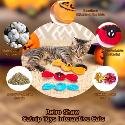 Retro Shaw 3PCS Candy Catnip Kicker Toys for Indoor Cats, Crinkle Cat Toys with Catnip, Interactive Plush Kitty Treat Toy for Bored Cats, Kitten Teething Toys - style: Candy-3