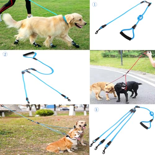 3 in 1 Durable Nylon Dog Leash with Padded Handle, 360° Swivel No Tangle Climbing Rope Removable Pet Traction Rope, Lead for Medium Large Dogs Blue - color: Blue