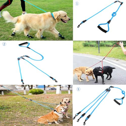 3 in 1 Durable Nylon Dog Leash with Padded Handle, 360° Swivel No Tangle Climbing Rope Removable Pet Traction Rope, Lead for Medium Large Dogs Blue - color: Blue