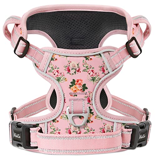 HEELE Dog Harness Harness for Small Dogs No Pull Dog Vest Harness for Small Dog with Soft Padded Handle Reflective for Outdoor Training, Flower-Pink, S - color: Flower-Pink, size: S
