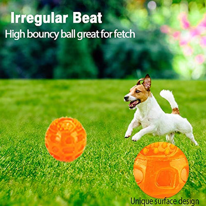 ACEONE Dog Squeaky Ball, Pet Squeak Chew Bouncy Rubber Toy Balls for Small Large Dogs Indestructible Exercise Training Playing - size: 2 Balls 3 Inch